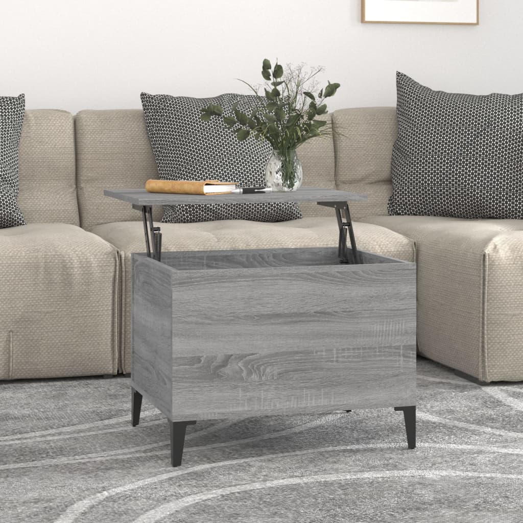 Vetonek Mesa de centro madera contrachapada gris Sonoma 60x44,5x45 cm