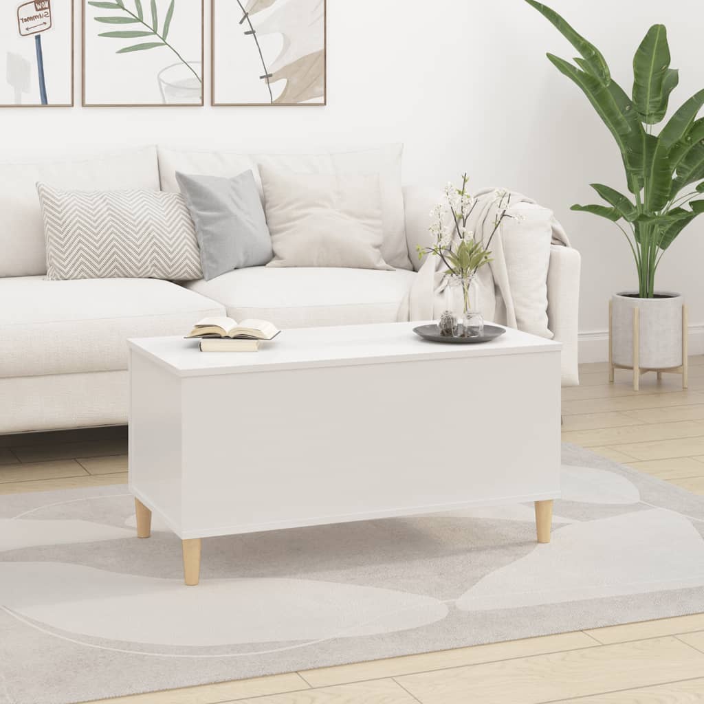 Tabella centrale in legno bianco 90x44.5x45 cm