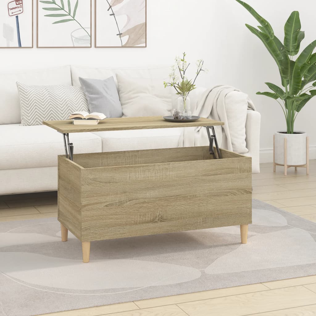 Vetonek Mesa de centro madera contrachapada roble Sonoma 90x44,5x45 cm