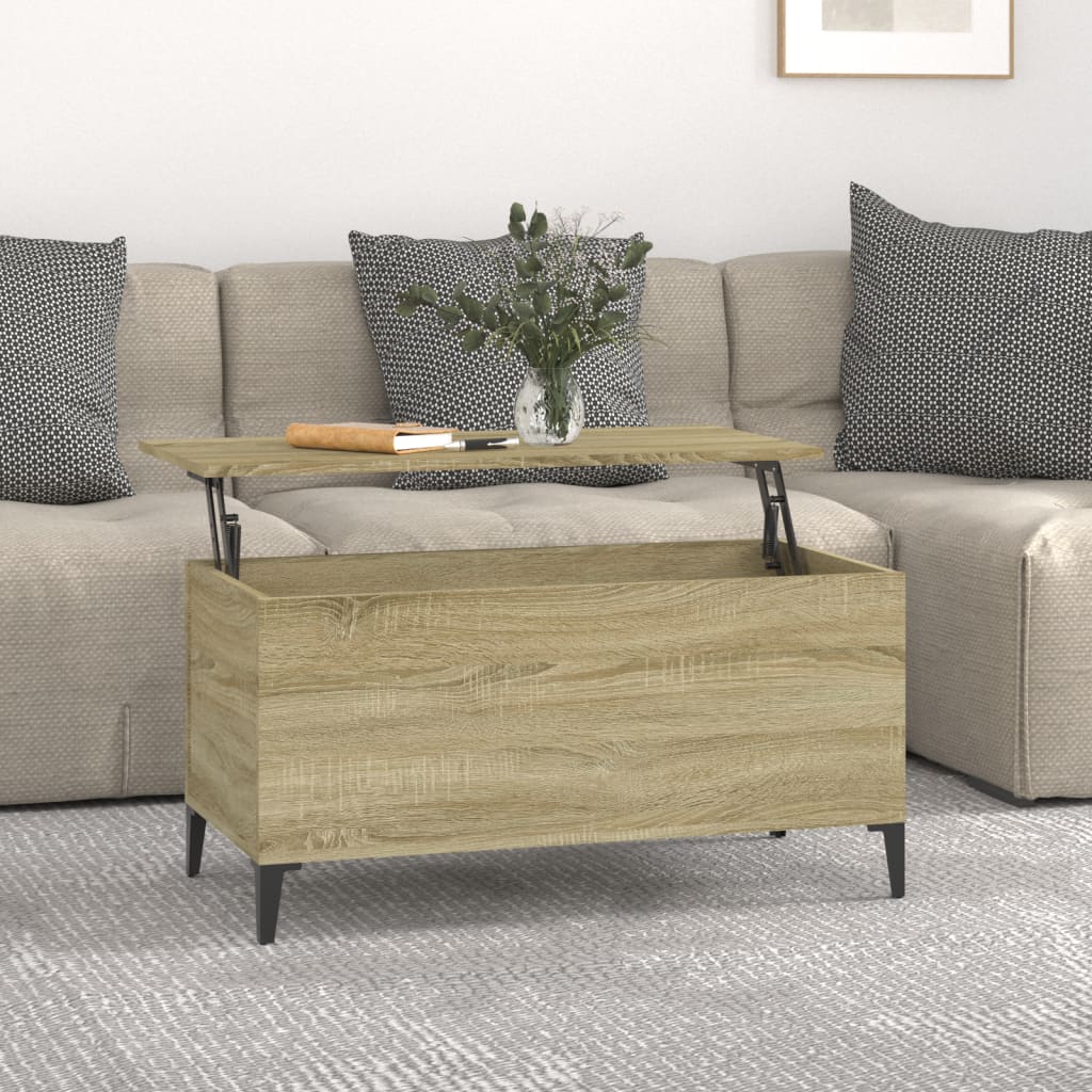 Vetonek Mesa de centro madera contrachapada roble Sonoma 90x44,5x45 cm