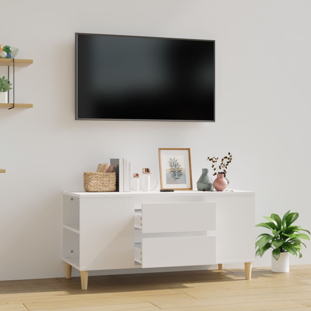 Vetonek Mueble para TV madera contrachapada blanco 102x44,5x50 cm