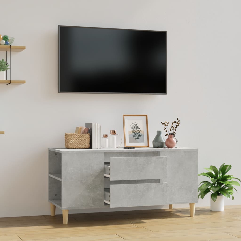 Vetonek Mueble de TV madera contrachapada gris hormigón 102x44,5x50 cm