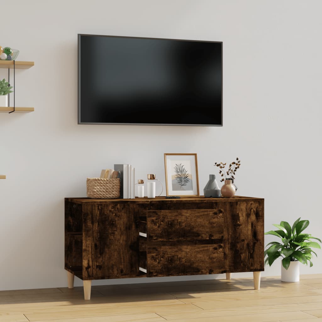 Vetonek Mueble de TV madera contrachapada roble ahumado 102x44,5x50 cm