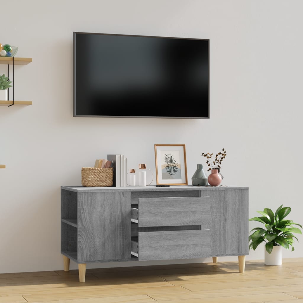 Vetonek Mueble de TV madera contrachapada gris Sonoma 102x44,5x50 cm