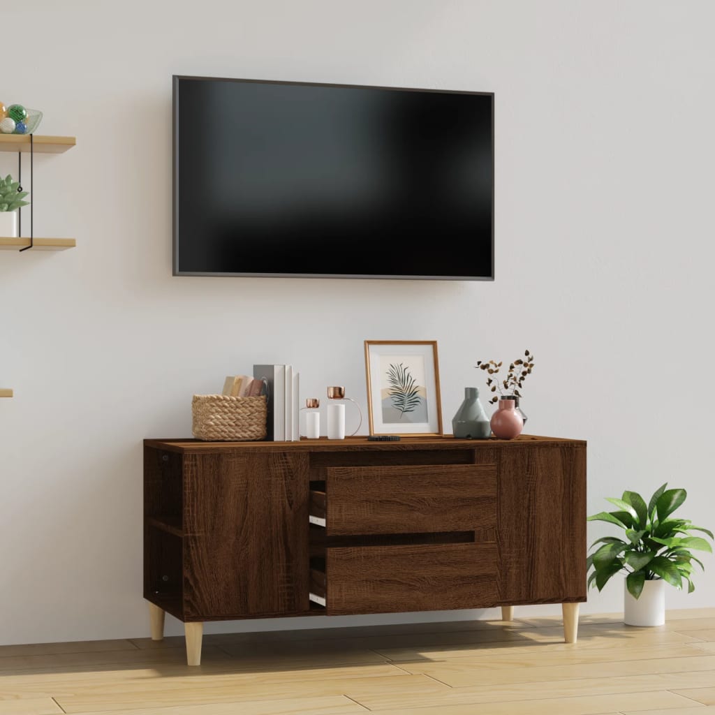 Vetonek Mueble para TV madera contrachapada marrón roble 102x44,5x50 cm