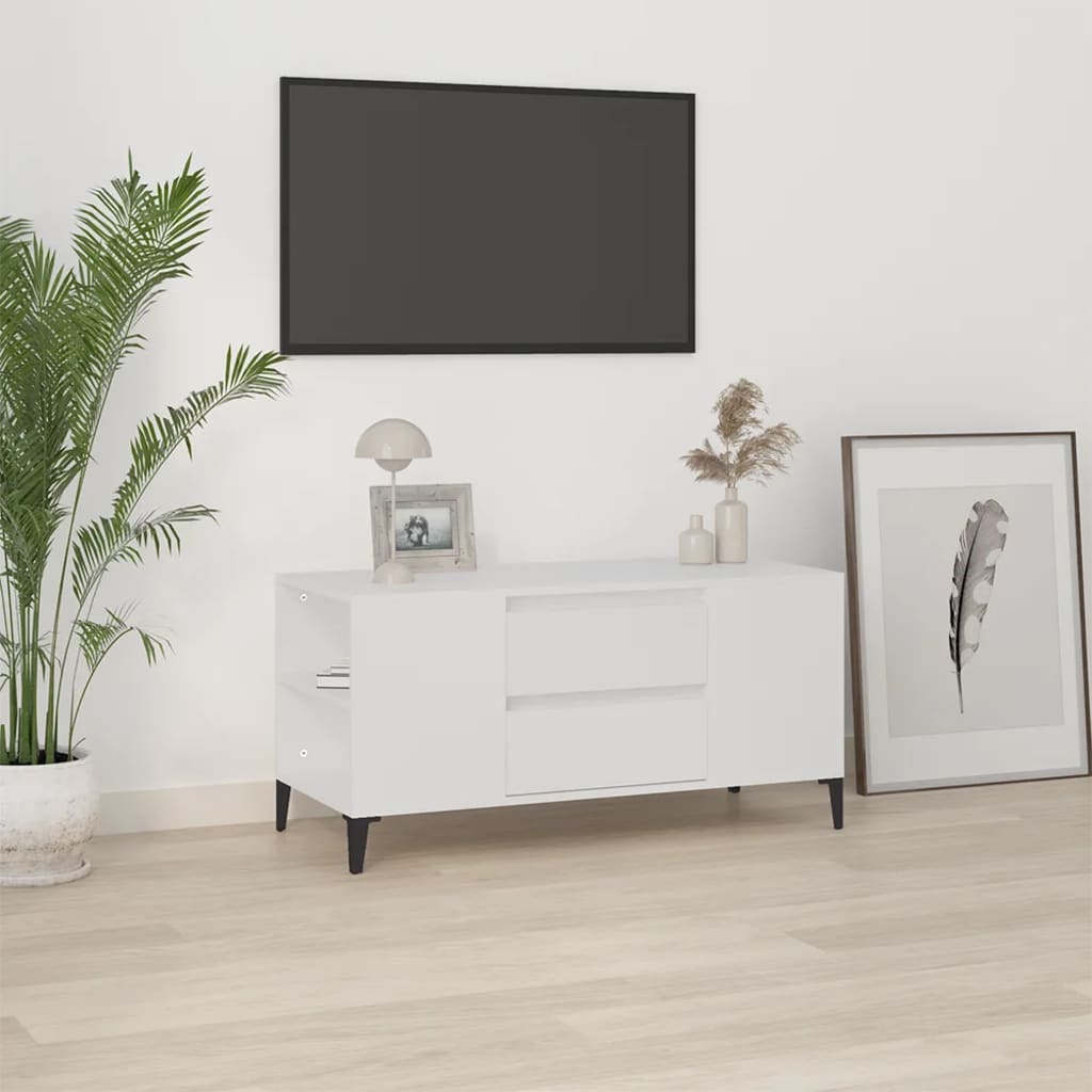 Vetonek Mueble para TV madera contrachapada blanco 102x44,5x50 cm