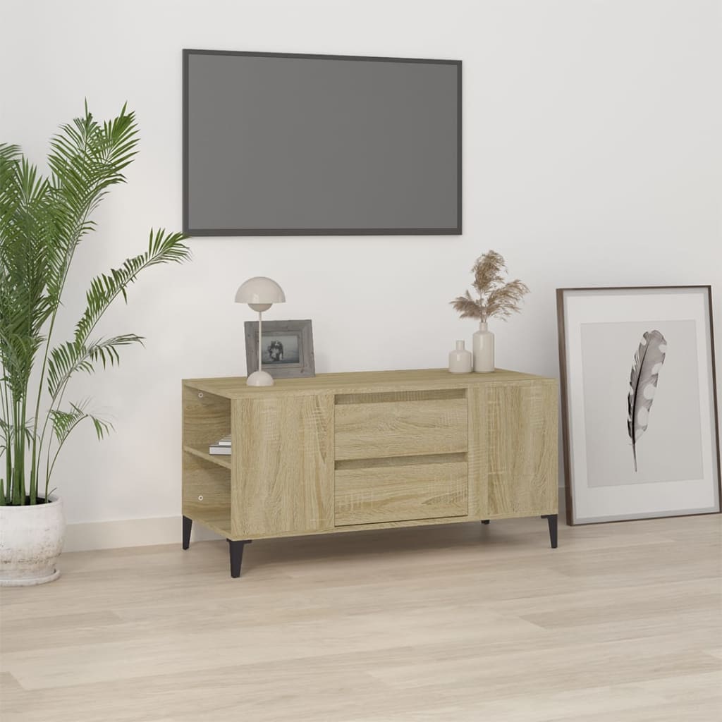 Vetonek Mueble para TV madera contrachapada roble Sonoma 102x44,5x50 cm