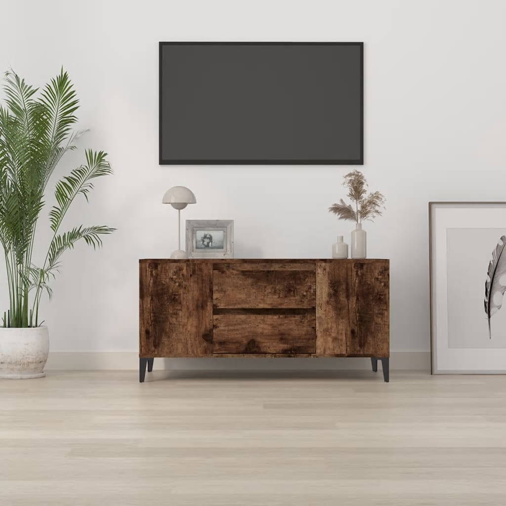 Mueble de TV madera roble ahumado 102x44,5x50 cm