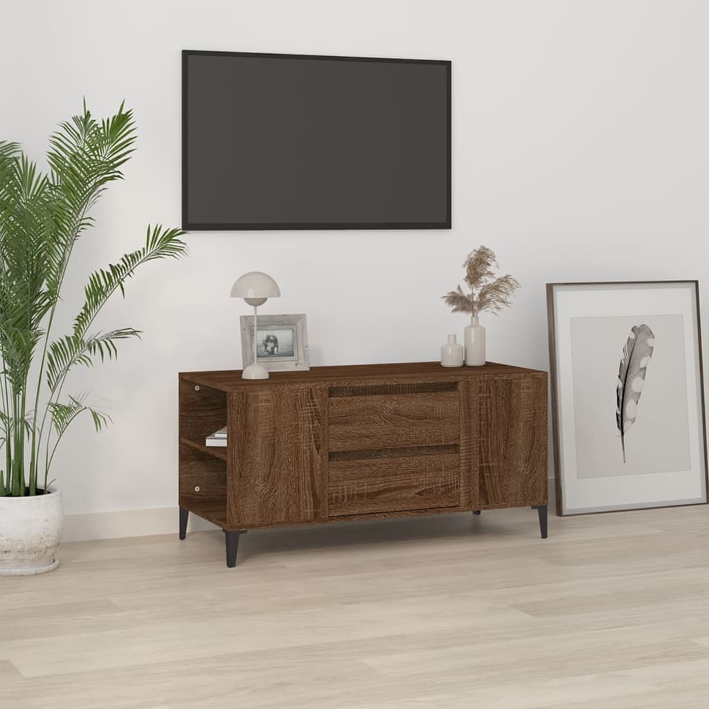 Vetonek Mueble para TV madera contrachapada marrón roble 102x44,5x50 cm