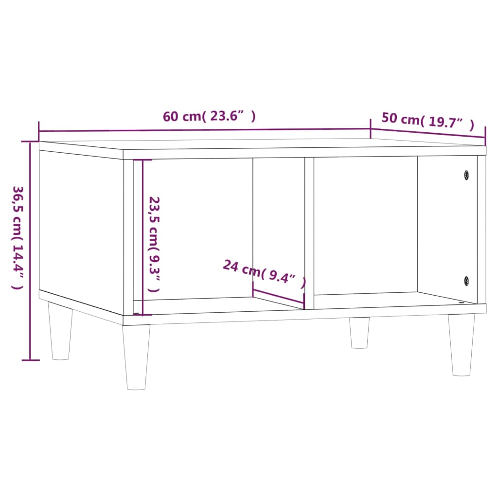 Mesa de centro madera negro 60x50x36,5 cm vidaXL