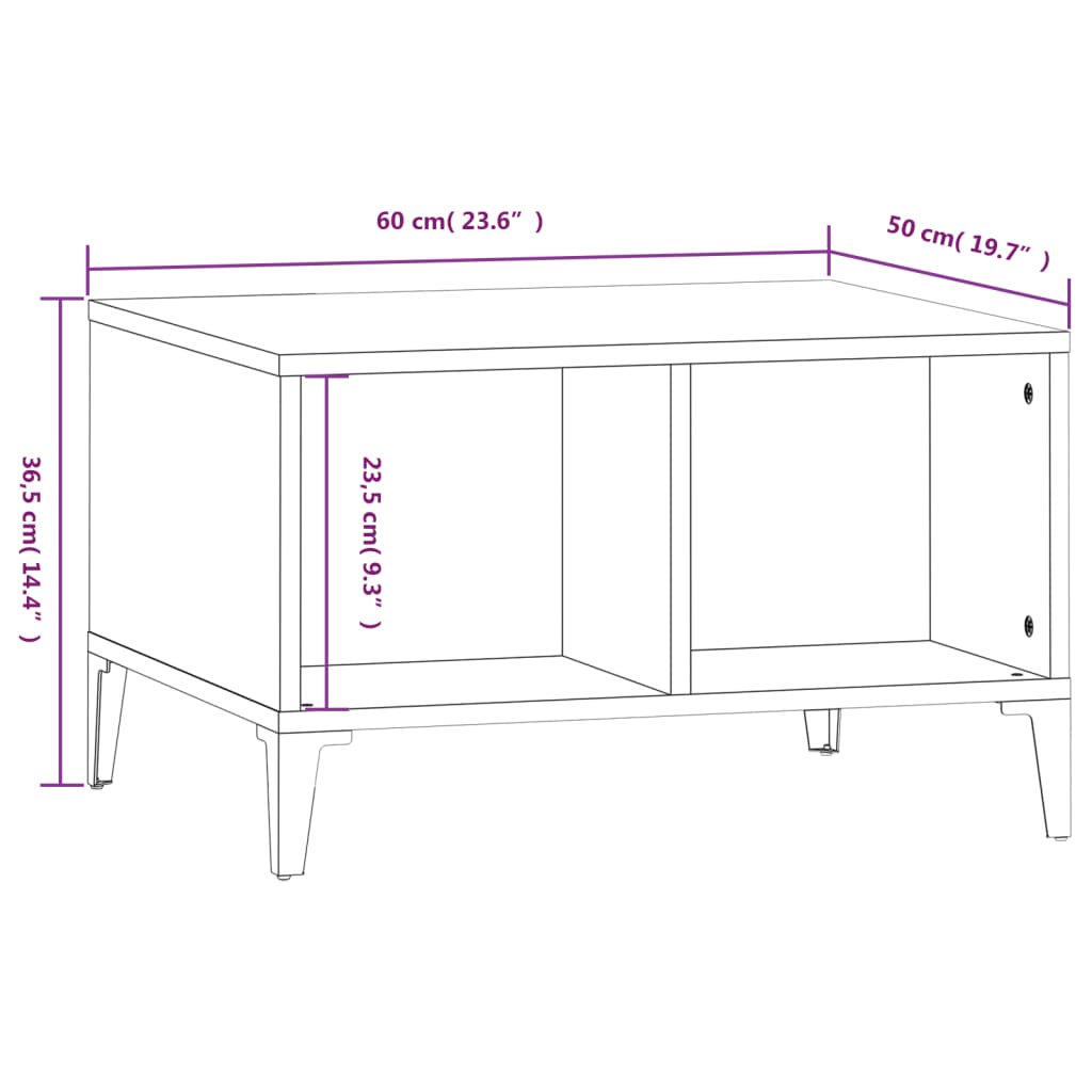 Mesa de centro madera blanco 60x50x36,5 cm vidaXL