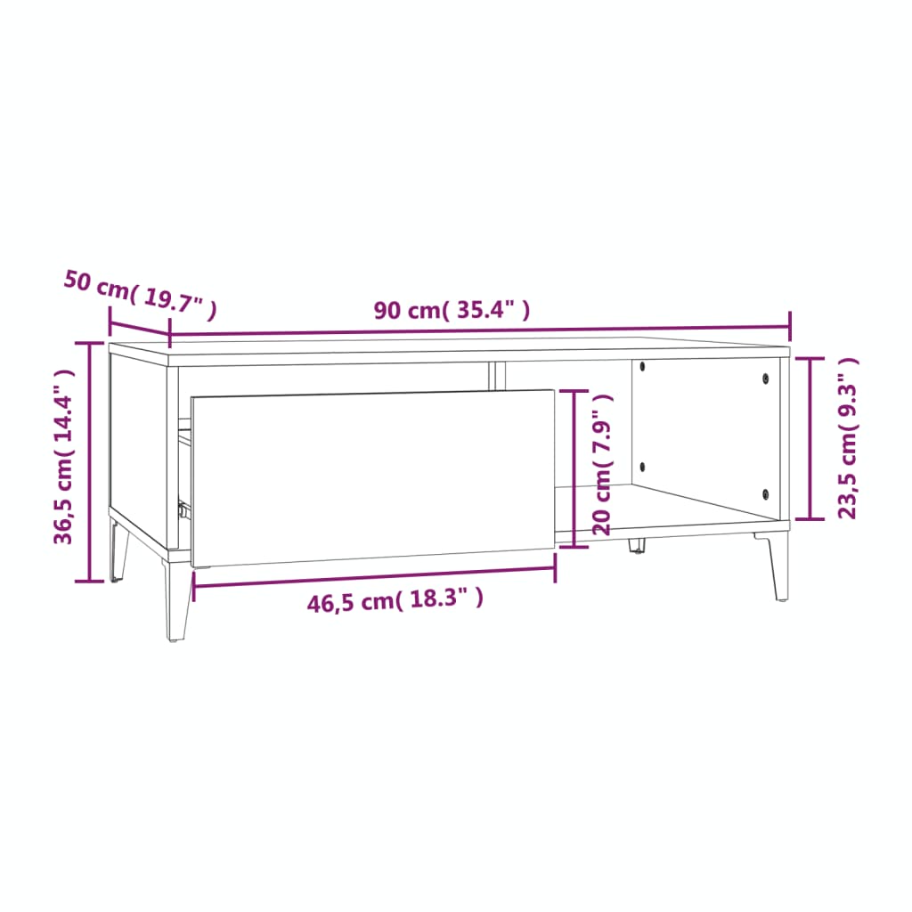 Sonoma Sonoma Sonoma Center Tabella 90x50x36.5 cm