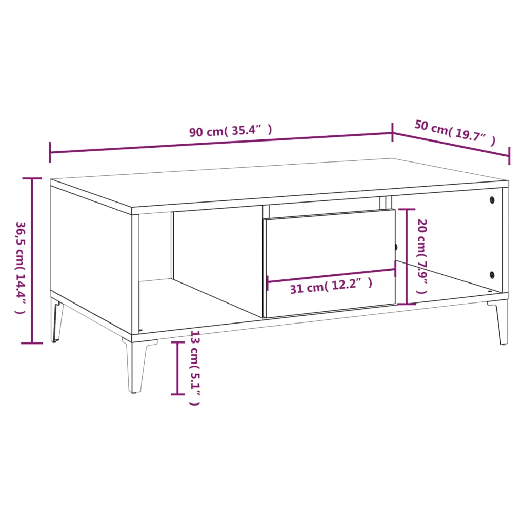 Sonoma Gray Center Tabela 90x50x36.5 cm