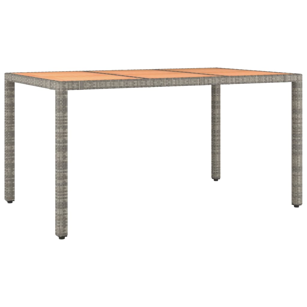 Mesa de jardín ratán PE gris y superficie madera maciza acacia vidaXL