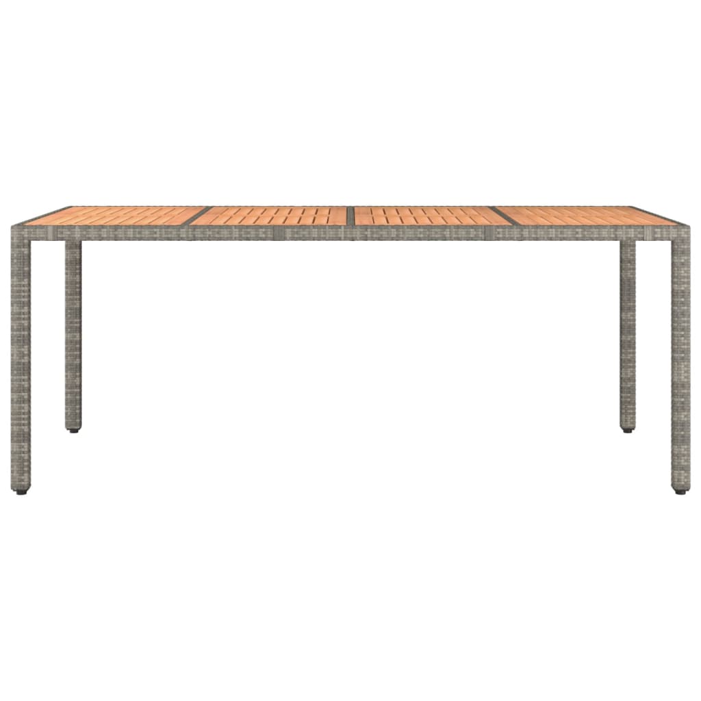 Mesa de jardín ratán PE gris y superficie madera maciza acacia