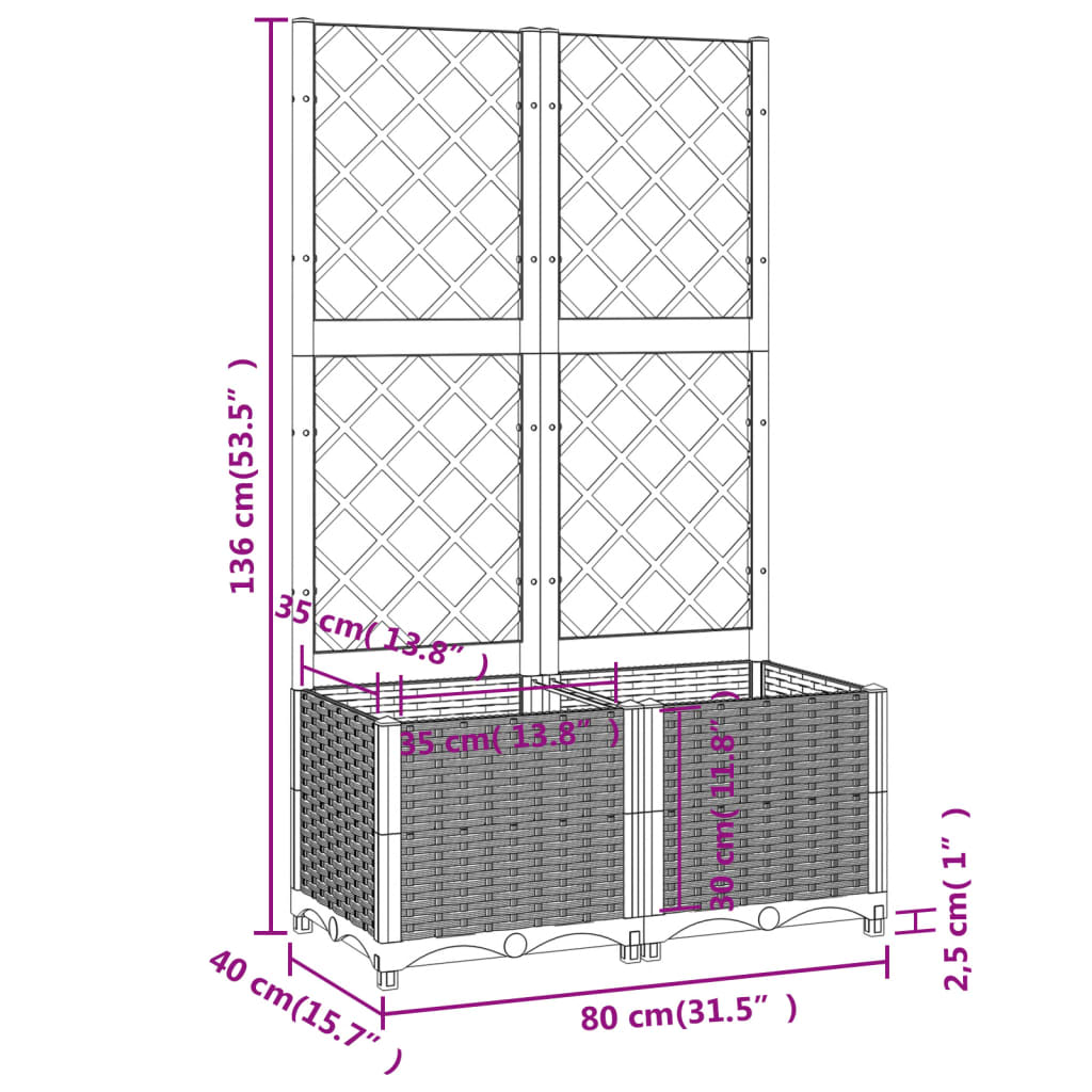 GARDINER WITH LIGHT GRAY GRAY PP 80x40X136 CM