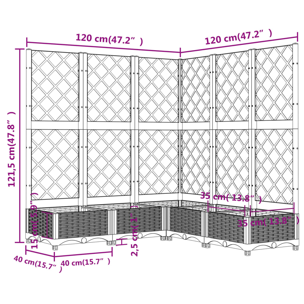 Gardoner mit Enrecado PP White 120x120x121,5 cm