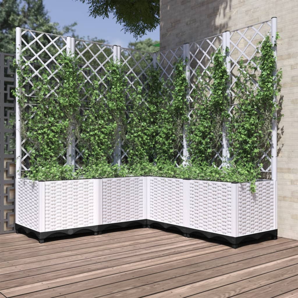 Vetonek Jardinera con enrejado PP blanco 120x120x136 cm