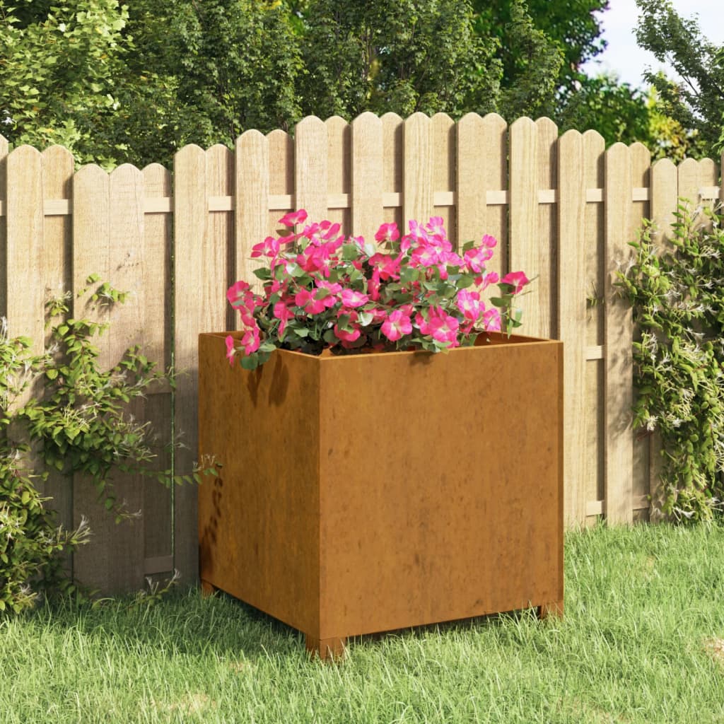 Vetonek Jardinera con patas acero corten oxidado 42x40x43 cm