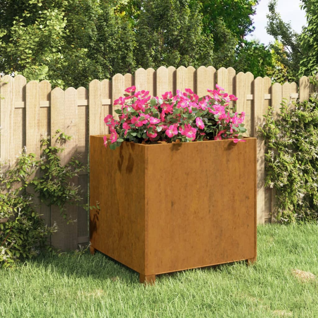 Vetonek Jardinera con patas acero corten oxidado 49x47x50 cm