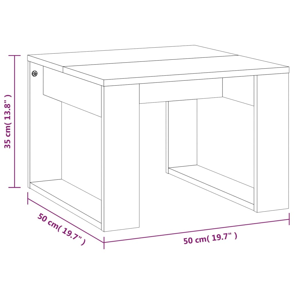 Mesa auxiliar madera roble ahumado 50x50x35 cm