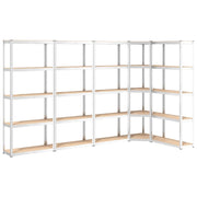 Vetonek Estantería 5 niveles 5 uds acero madera contrachapada plateado