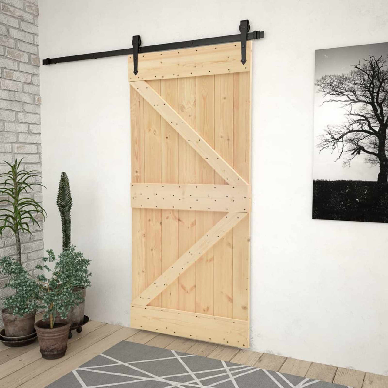 Puerta NARVIK Natural 80 x 210 cm Madera de Pino Sólido