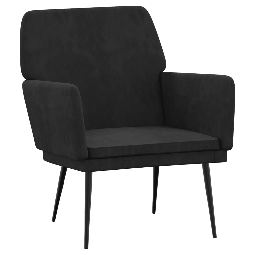 Sillón de terciopelo negro 62x79x79 cm - Vetonek