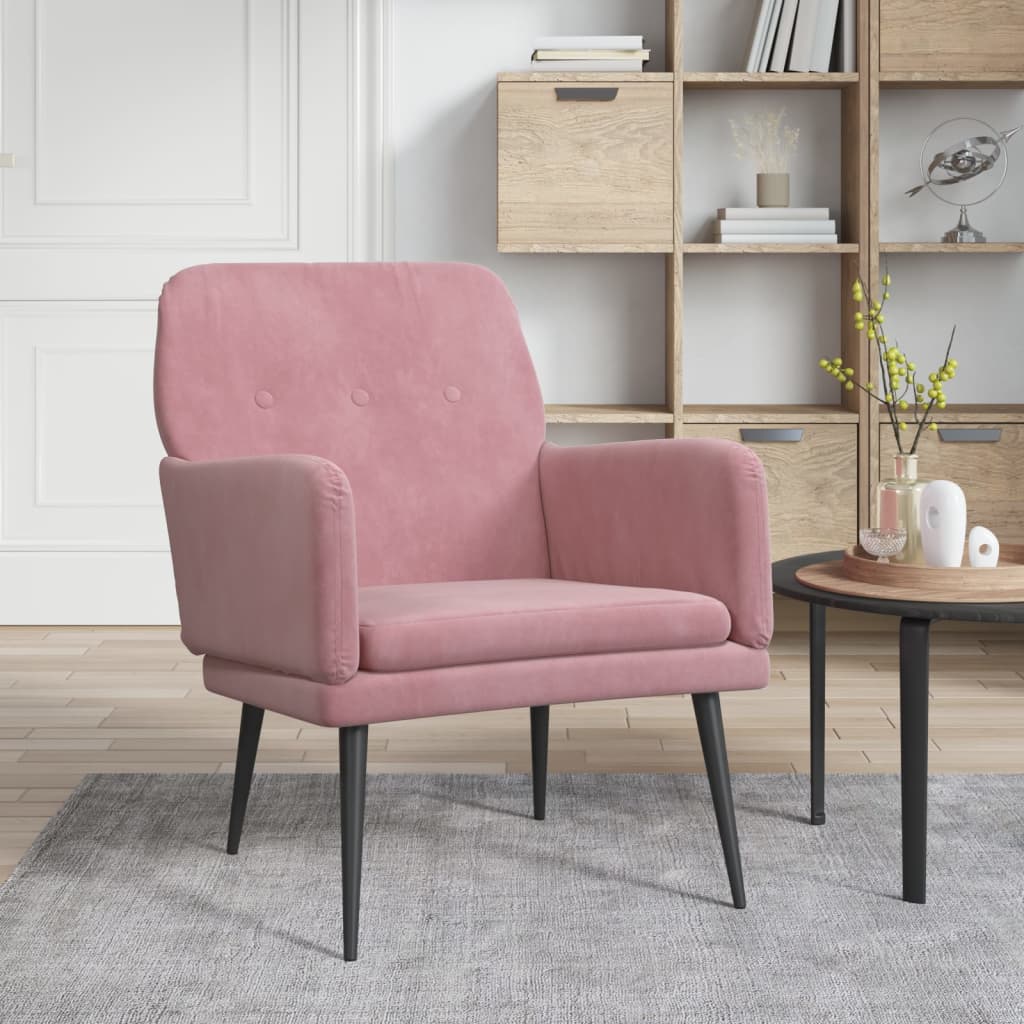 Vetonek Sillón de terciopelo rosa 62x79x79 cm