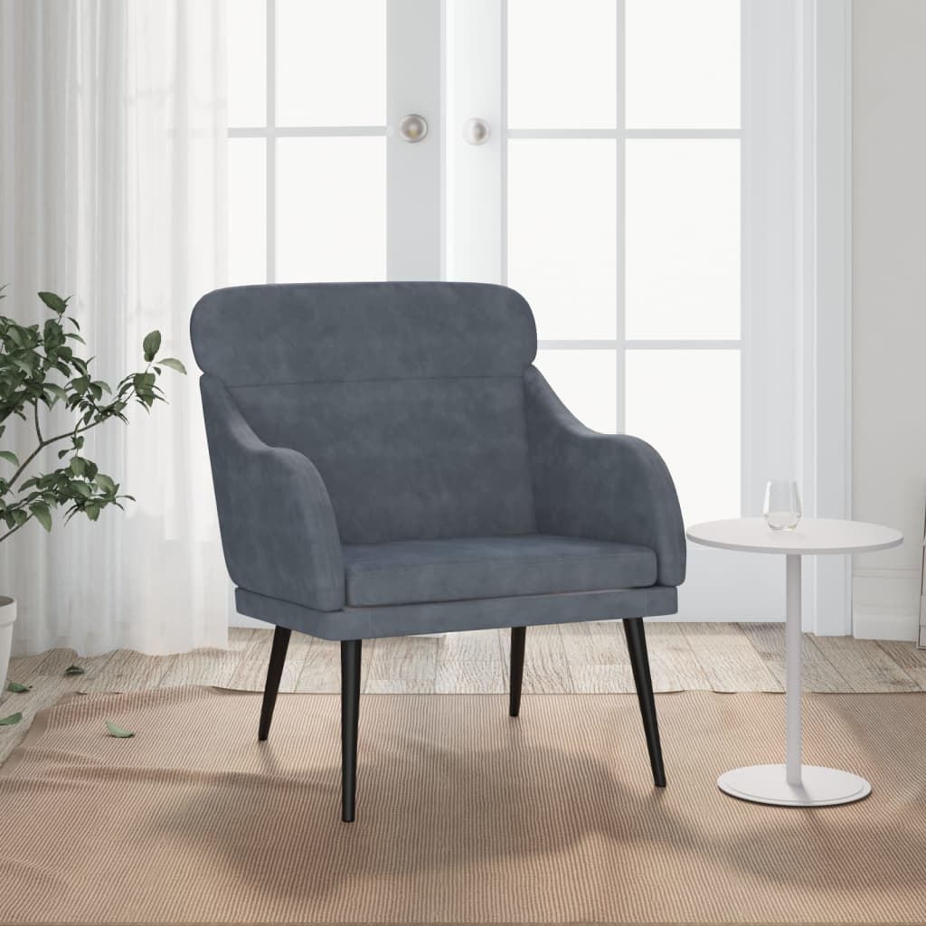 Vetonek Sillón de terciopelo gris oscuro 63x76x80 cm