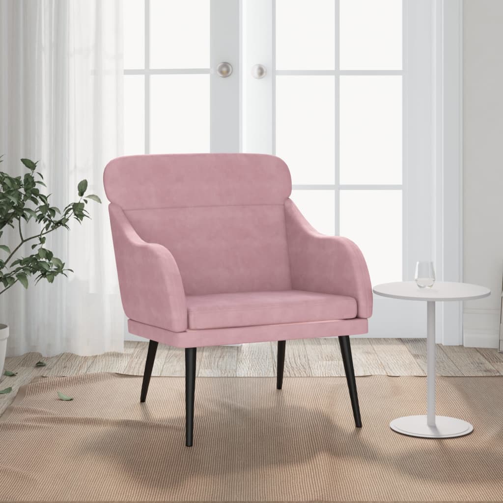 Vetonek Sillón de terciopelo rosa 63x76x80 cm