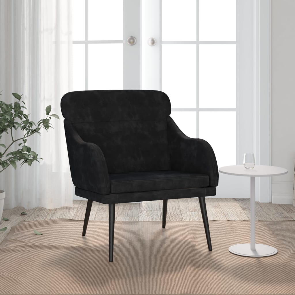 Vetonek Sillón de terciopelo negro 63x76x80 cm