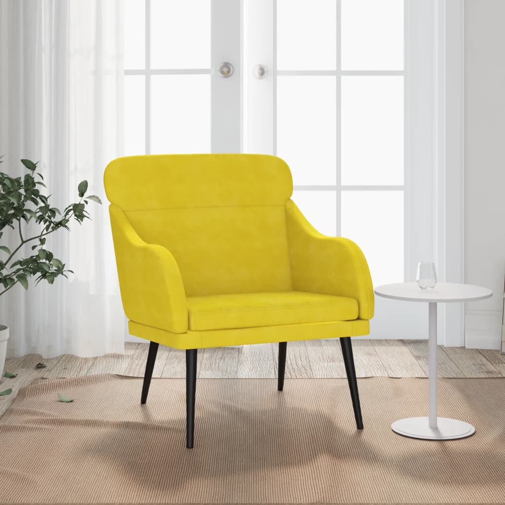 Vetonek Sillón de terciopelo amarillo 63x76x80 cm