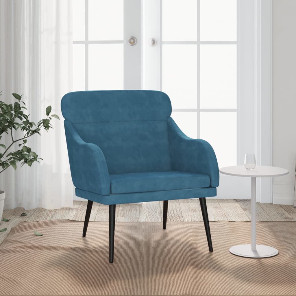 Vetonek Sillón de terciopelo azul 63x76x80 cm