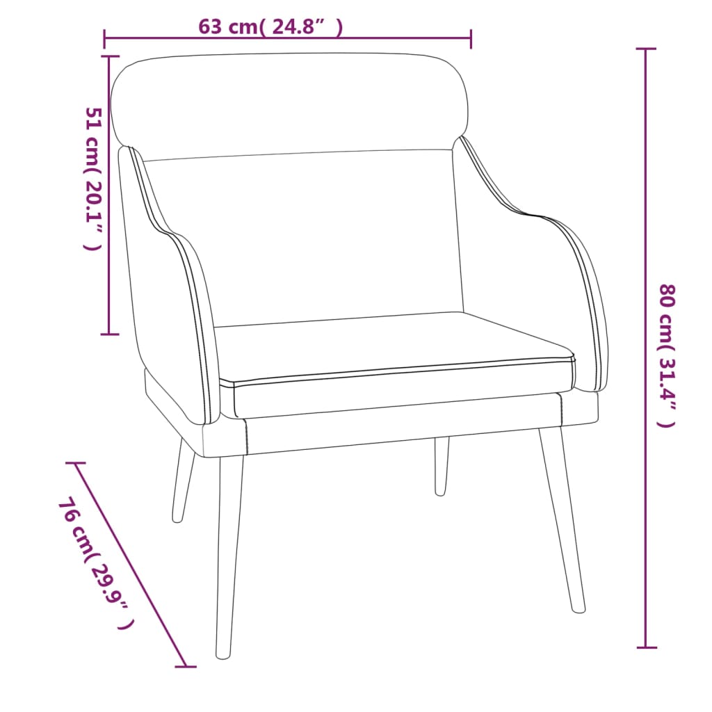 Sillón de terciopelo azul 63x76x80 cm vidaXL