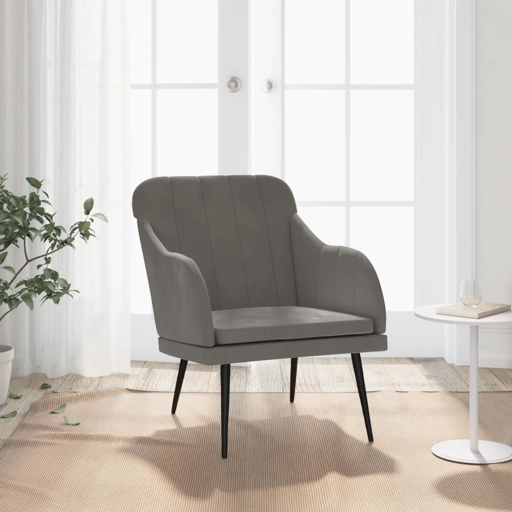 Vetonek Sillón de terciopelo gris oscuro 63x76x80 cm