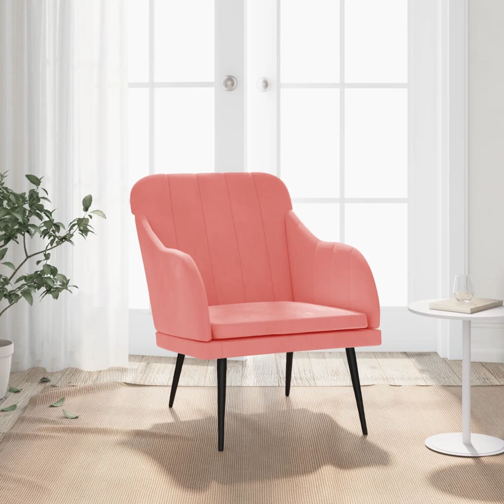 Vetonek Sillón de terciopelo rosa 63x76x80 cm