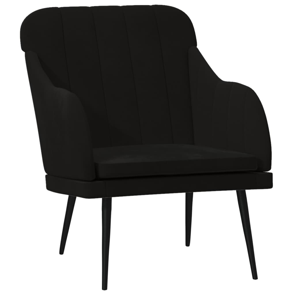 Sillón de terciopelo negro 63x76x80 cm - Vetonek