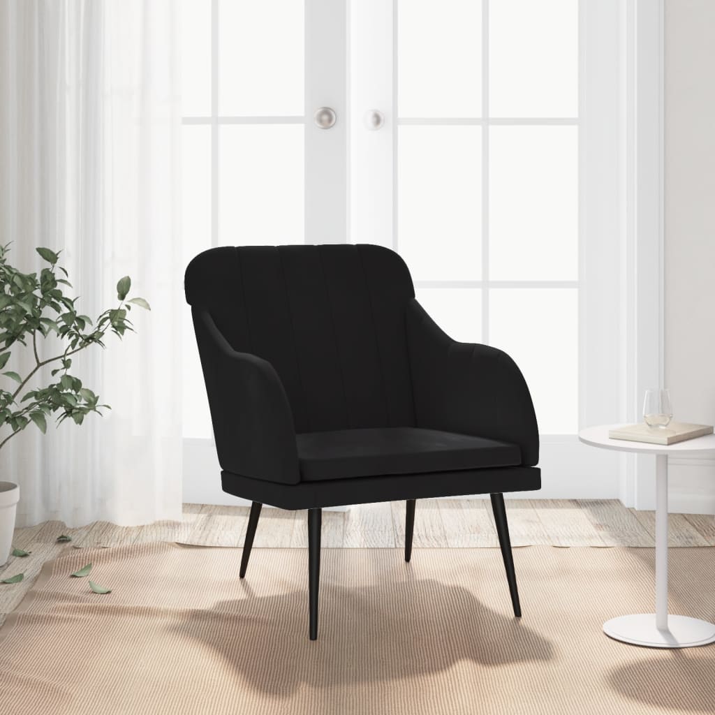 Vetonek Sillón de terciopelo negro 63x76x80 cm