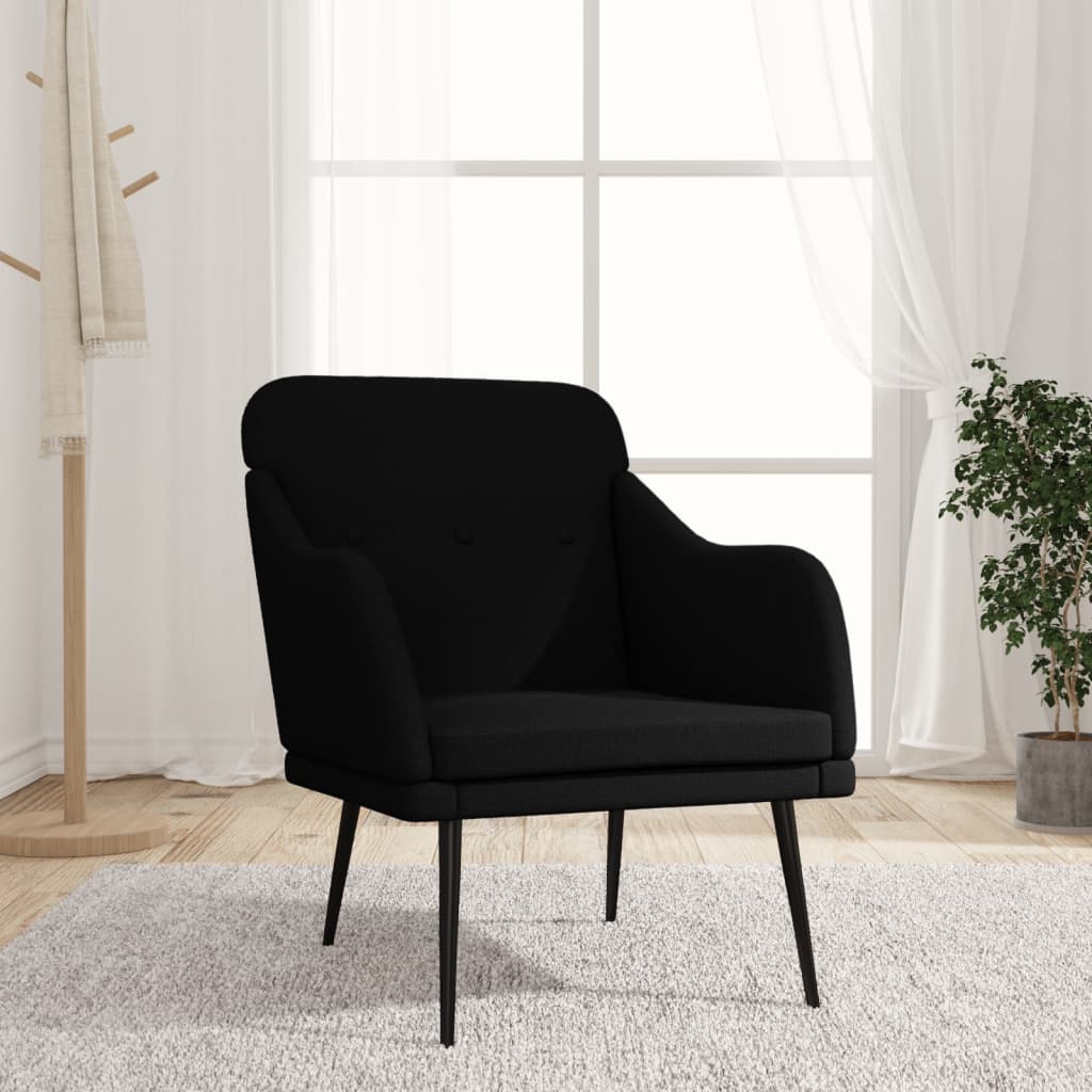 Vetonek Sillón de tela negro 63x76x80 cm