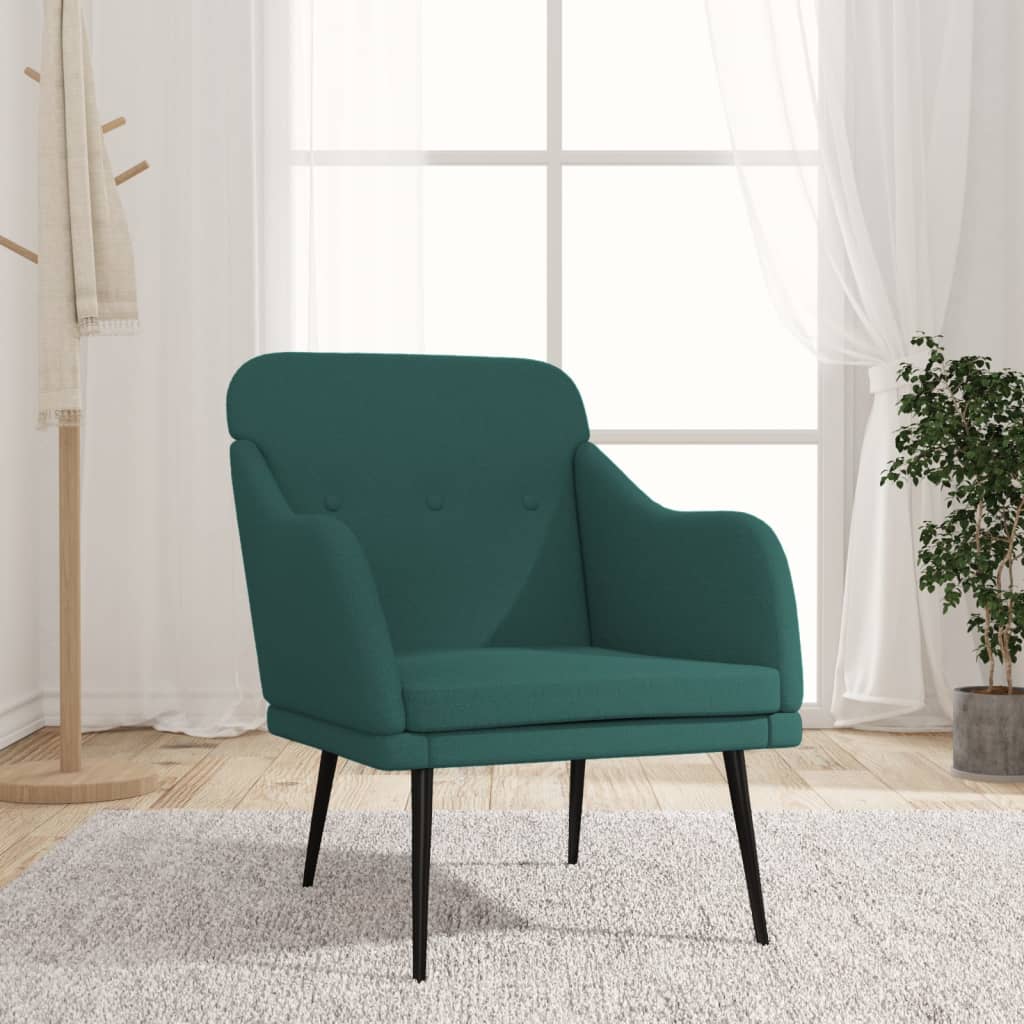 Vetonek Sillón de tela verde oscuro 63x76x80 cm