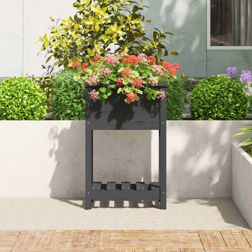 Jardinera de madera maciza de pino gris 54x34,5x81 cm vidaXL