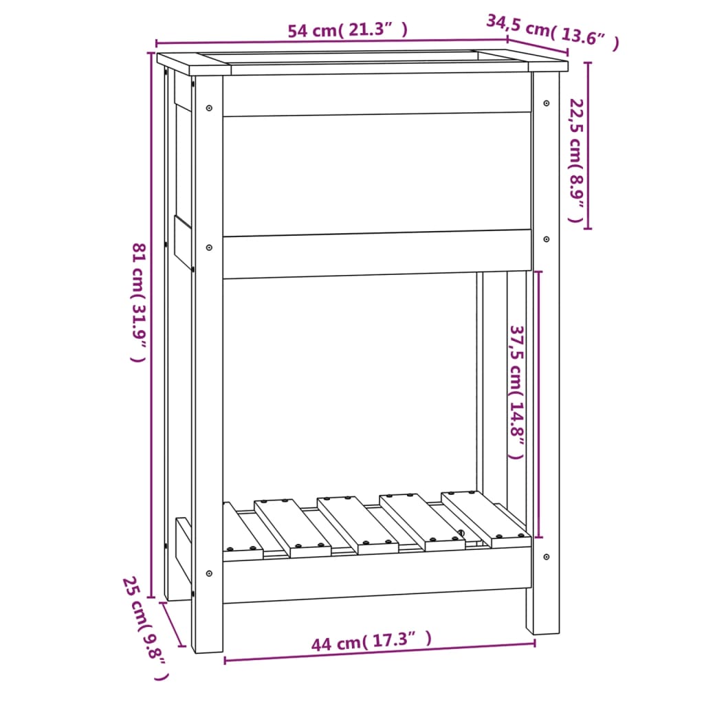 Jardinera de madera maciza de pino gris 54x34,5x81 cm vidaXL