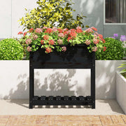 Jardinera con estante madera maciza pino negro 82,5x34,5x81 cm v7435 - Vetonek