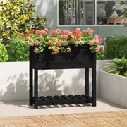 Jardinera con estante madera maciza pino negro 82,5x34,5x81 cm v7435 Vetonek