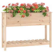Jardinera con estante madera maciza de pino 111,5x34,5x81 cm v7442 - Vetonek