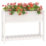 Jardinera con estante madera maciza pino blanca 111,5x34,5x81cm v7459 - Vetonek