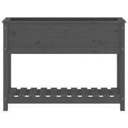 Jardinera con estante madera maciza pino gris 111,5x34,5x81 cm v7466 - Vetonek