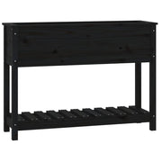 Vetonek Jardinera con estante madera maciza pino negro 111,5x34,5x81 cm