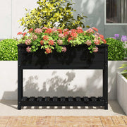 Jardinera con estante madera maciza pino negro 111,5x34,5x81 cm v7480 - Vetonek